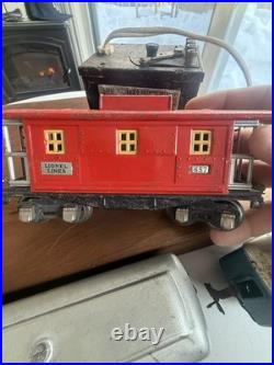 Lionel Pre-War O Gauge Pullman Passenger Car #609, Caboose #657 & 2 Freight Cars