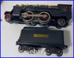 Lionel Pre-War Standard Gauge 385E Steam Engine and Tender Gunmetal and Copper