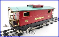 Lionel Pre War Standard, No. 217, Lionel Red & Peacock Illuminated Caboose C7 EX