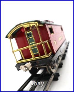 Lionel Pre War Standard, No. 217, Lionel Red & Peacock Illuminated Caboose C7 EX