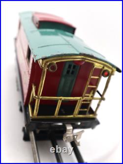 Lionel Pre War Standard, No. 217, Lionel Red & Peacock Illuminated Caboose C7 EX