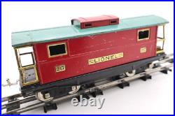 Lionel Pre War Standard, No. 217, Lionel Red & Peacock Illuminated Caboose C7 EX