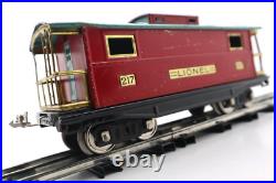 Lionel Pre War Standard, No. 217, Lionel Red & Peacock Illuminated Caboose C7 EX