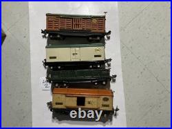 Lionel Pre-war O Gauge 4 freight cars cattle, refrig, gondola & box. Lot 2