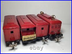 Lionel Prewar # 248 Red Electric Loco & Three #629, #630 Cars