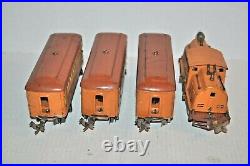 Lionel Prewar 250 Electric Loco & 3 Coaches 603,603,604 Cars O Gauge