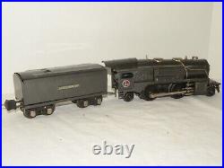 Lionel Prewar 259e Gunmetal 2-4-2 Steam Locomotive with Whistle Tender 2689w