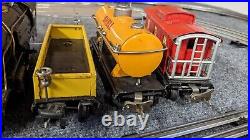 Lionel Prewar 259e Steam Engine with 652 654 and 657 Freight Car Set