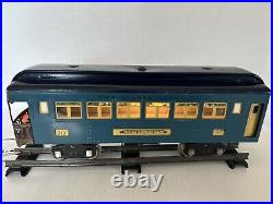 Lionel Prewar 312 St. Gauge 2-tone Blue Lighted Observation Pass. Car-restored