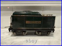 Lionel Prewar 390E Standard Gauge Green 2-4-2 Engine and Tender All Original