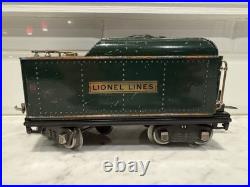 Lionel Prewar 390E Standard Gauge Green 2-4-2 Engine and Tender All Original