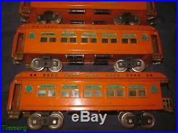 Lionel Prewar 428 429 430 Standard Gauge Orange & Apple Green Passenger Cars