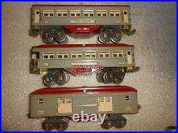 Lionel Prewar 600 601 602 Gray & Red Passenger Cars 0 Gauge