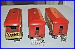 Lionel Prewar O/027 Red Comet Set 265e & 261t L&t And 3 Coaches 603, 603 & 604