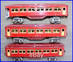 Lionel Prewar O Gauge 1685 1685 1687 Vermilion Red Two Tone Passenger Car Set Lionel Prewar O Gauge 1685 1685 1687 Vermilion Red Two Tone Passenger Car Set