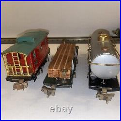 Lionel Prewar O Gauge 248 Electric Locomotive & 831, 804, 807 Freight Cars -nice
