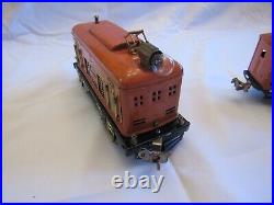 Lionel Prewar O Gauge #248 Orange Brass Locomotive & 629, 630