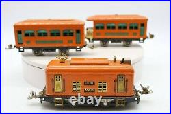 Lionel Prewar O Gauge # 248 Orange Locomotive & 629,630 Passenger Cars