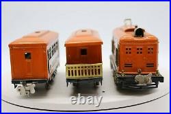 Lionel Prewar O Gauge # 248 Orange Locomotive & 629,630 Passenger Cars