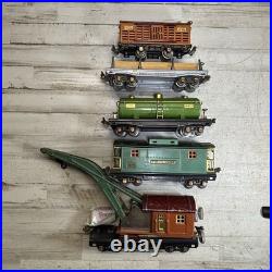Lionel Prewar O Gauge Freight Car Lot 806 815 817 Crane Flatcar Tinplate