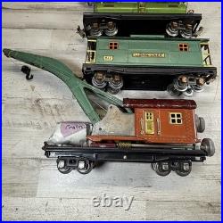 Lionel Prewar O Gauge Freight Car Lot 806 815 817 Crane Flatcar Tinplate