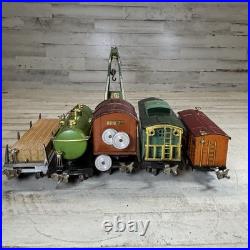 Lionel Prewar O Gauge Freight Car Lot 806 815 817 Crane Flatcar Tinplate
