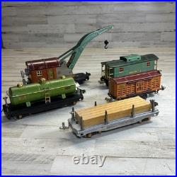 Lionel Prewar O Gauge Freight Car Lot 806 815 817 Crane Flatcar Tinplate