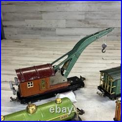 Lionel Prewar O Gauge Freight Car Lot 806 815 817 Crane Flatcar Tinplate