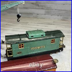 Lionel Prewar O Gauge Freight Car Lot 806 815 817 Crane Flatcar Tinplate