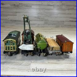 Lionel Prewar O Gauge Freight Car Lot 806 815 817 Crane Flatcar Tinplate