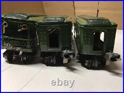Lionel Prewar O Guage 2613 2614 2615 Green/Dark Observation Baggage& Pullman Car