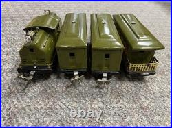 + Lionel Prewar O Outfit 294 Olive Green 252 Locomotive 3 Car Passenger with Box