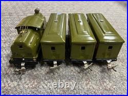 + Lionel Prewar O Outfit 294 Olive Green 252 Locomotive 3 Car Passenger with Box