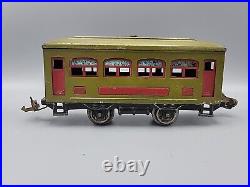 + Lionel Prewar O Tinplate Green 252 Electric Locomotive 3 Car Passenger Set