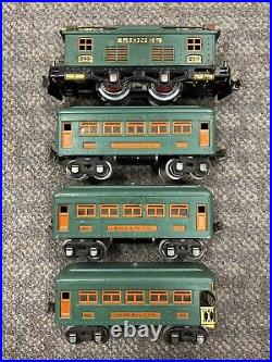 + Lionel Prewar O Tinplate Green 253 Electric Locomotive 3 Car Passenger Set ST + Lionel Prewar O Tinplate Green 253 Electric Locomotive 3 Car Passenger Set ST