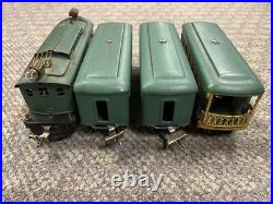 + Lionel Prewar O Tinplate Green 253 Electric Locomotive 3 Car Passenger Set ST + Lionel Prewar O Tinplate Green 253 Electric Locomotive 3 Car Passenger Set ST