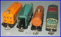 Lionel Prewar O-gauge 248 Locomotive & 803 Hopper Car, 807 Caboose, Oil Tank Car