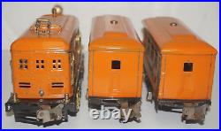 Lionel Prewar O-gauge 248 Orange Locomotive With 629, 630 Passenger Cars