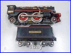 Lionel Prewar Standard 390 E Locomotive And Tender With Red Stripe Rare