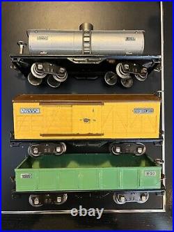 Lionel Prewar Standard Gauge 514 Boxcar 515 Tank 512 Gondola Late Nickel Trim