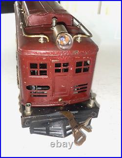 Lionel Prewar Standard Gauge #8 Electric Loco & 35, 36 Maroon Pass. Car Works