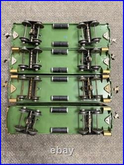+ Lionel Prewar Standard Tinplate Green & Orange 300 Series 4 Car Passenger Set