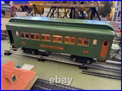 + Lionel Prewar Standard Tinplate Green & Orange 300 Series 4 Car Passenger Set