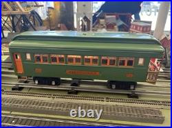 + Lionel Prewar Standard Tinplate Green & Orange 300 Series 4 Car Passenger Set