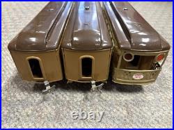 + Lionel Prewar Standard Tinplate Two Tone Brown 332 339 341 3 Car Passenger Set