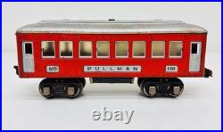 Lionel Prewar Tinplate 610 612 Red Pullman Observation Passenger Cars Set of 3