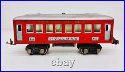 Lionel Prewar Tinplate 610 612 Red Pullman Observation Passenger Cars Set of 3