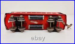 Lionel Prewar Tinplate 610 612 Red Pullman Observation Passenger Cars Set of 3