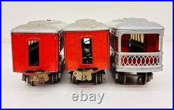 Lionel Prewar Tinplate 610 612 Red Pullman Observation Passenger Cars Set of 3