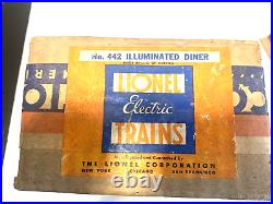 Lionel Trains 442 Tinplate Prewar Illuminated Diner In Original Box. Made in USA